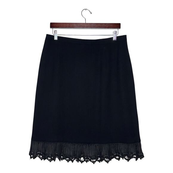 Escada Black Skirt Suit Lace Trim Size 44 EU 12 US - Picture 6 of 16